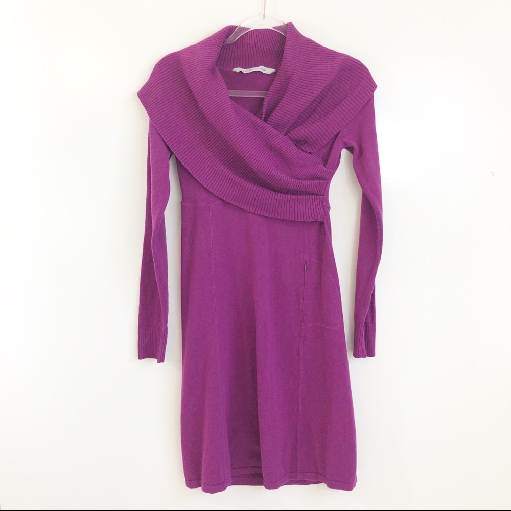 Athleta Purple Long Sleeve Knit Wrap Dress